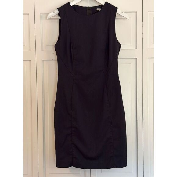 H&M navy seamed front pencil dress work size 8 - Picture 2 of 10